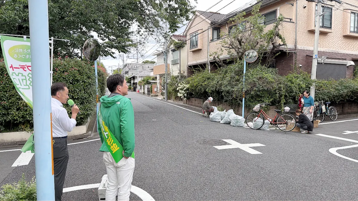 街頭1000本ノックの活動写真（6月4日 午前・井草・上井草・下井草周辺）