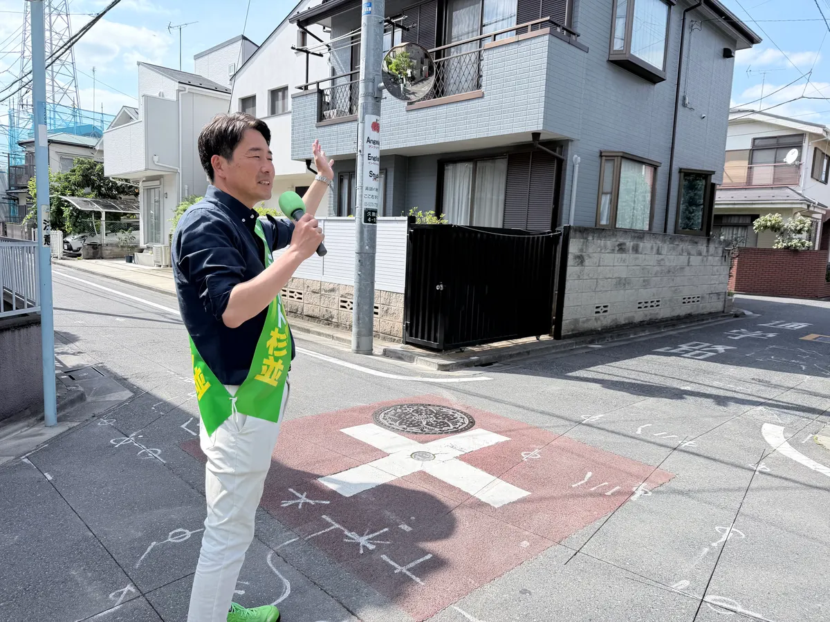 街頭1000本ノックの活動写真（6月6日 午後・高井戸・久我山・浜田山周辺）